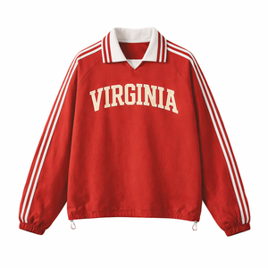 Virginia College Varsity Sweatshirt in Red / Cream
