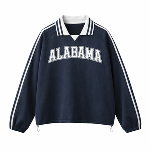 Alabama College Varsity Sweatshirt in Royal Blue / White