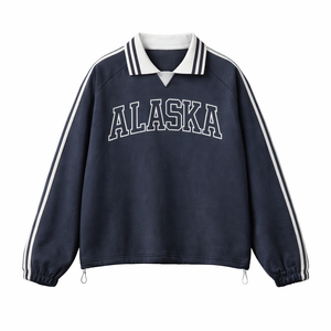 Alaska College Varsity Sweatshirt in Royal Blue / White