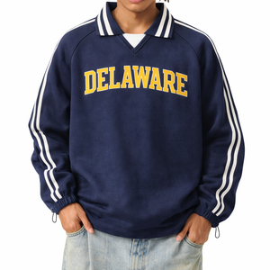Delaware College Varsity Sweatshirt in Royal Blue / Gold — lifestyle 1