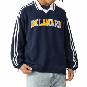Delaware College Varsity Sweatshirt in Royal Blue / Gold — lifestyle 2