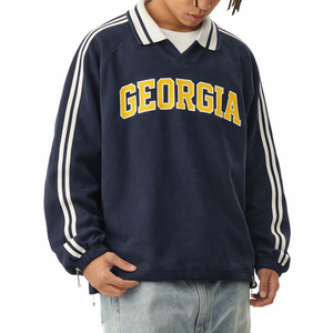 Georgia College Varsity Sweatshirt in Royal Blue / Gold — lifestyle 2