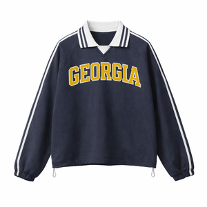Georgia College Varsity Sweatshirt in Royal Blue / Gold