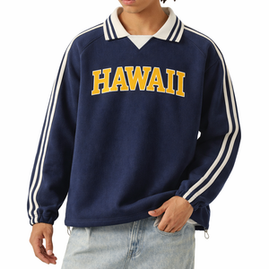 Hawaii College Varsity Sweatshirt in Royal Blue / Yellow — lifestyle 1