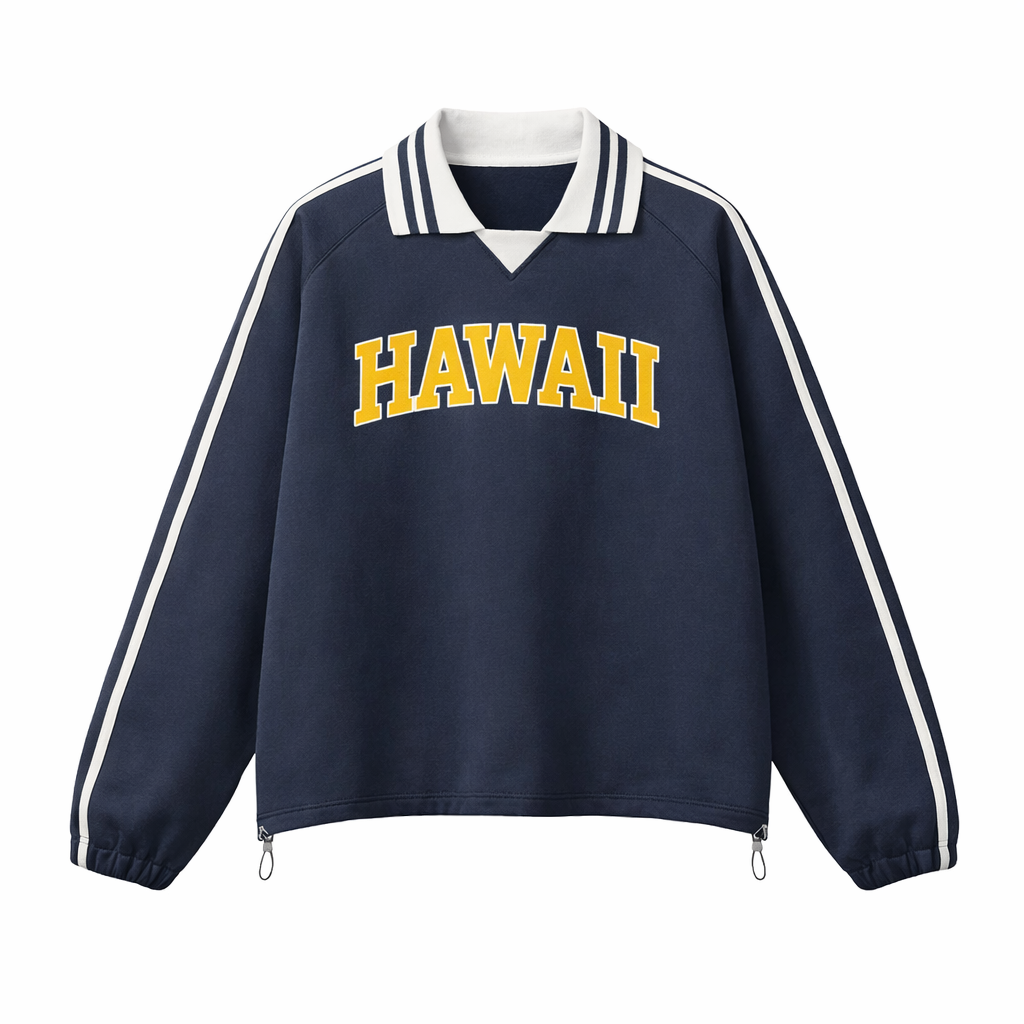 Hawaii College Varsity Sweatshirt in Royal Blue / Yellow