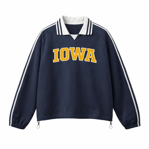 Iowa College Varsity Sweatshirt in Royal Blue / Gold