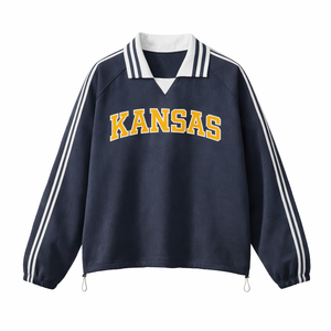 Kansas College Varsity Sweatshirt in Royal Blue / Gold