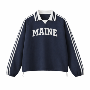 Maine College Varsity Sweatshirt in Royal Blue / White