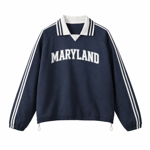 Maryland College Varsity Sweatshirt in Royal Blue / White