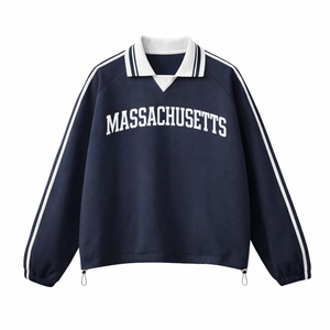 Massachusetts College Varsity Sweatshirt in Royal Blue / White