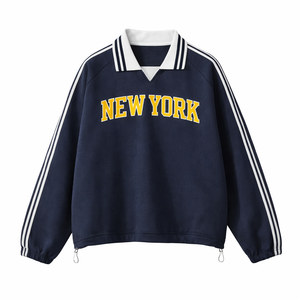 New York College Varsity Sweatshirt in Royal Blue / Gold
