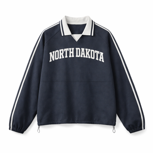 North Dakota College Varsity Sweatshirt in Royal Blue / White
