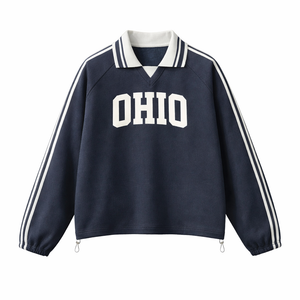 Ohio College Varsity Sweatshirt in Royal Blue / White