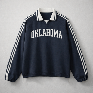 Oklahoma College Varsity Sweatshirt in Royal Blue / White