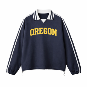 Oregon College Varsity Sweatshirt in Royal Blue / Cream