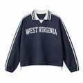 West Virginia College Varsity Sweatshirt in Royal Blue / White