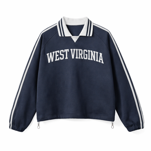 West Virginia College Varsity Sweatshirt in Royal Blue / White