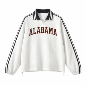Alabama College Varsity Sweatshirt in White / Brown
