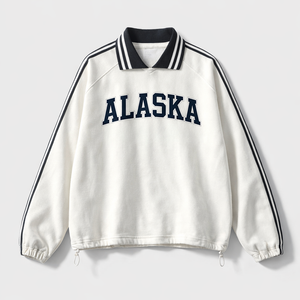Alaska College Varsity Sweatshirt in White / Navy