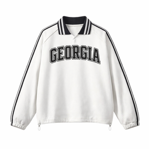 Georgia College Varsity Sweatshirt in White / Black
