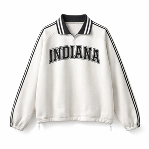Indiana College Varsity Sweatshirt in White / Black