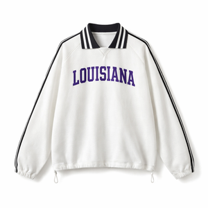 Louisiana College Varsity Sweatshirt in White / Purple