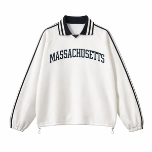 Massachusetts College Varsity Sweatshirt in White / Navy
