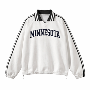 Minnesota College Varsity Sweatshirt in White / Navy