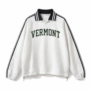 Vermont College Varsity Sweatshirt in White / Forest Green