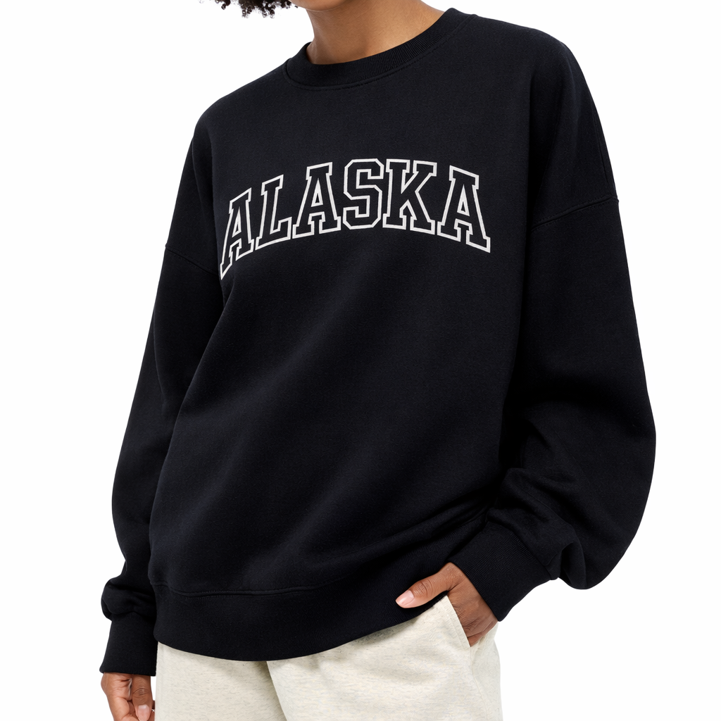 Alaska Crewneck Sweatshirt in Black / White — lifestyle 2