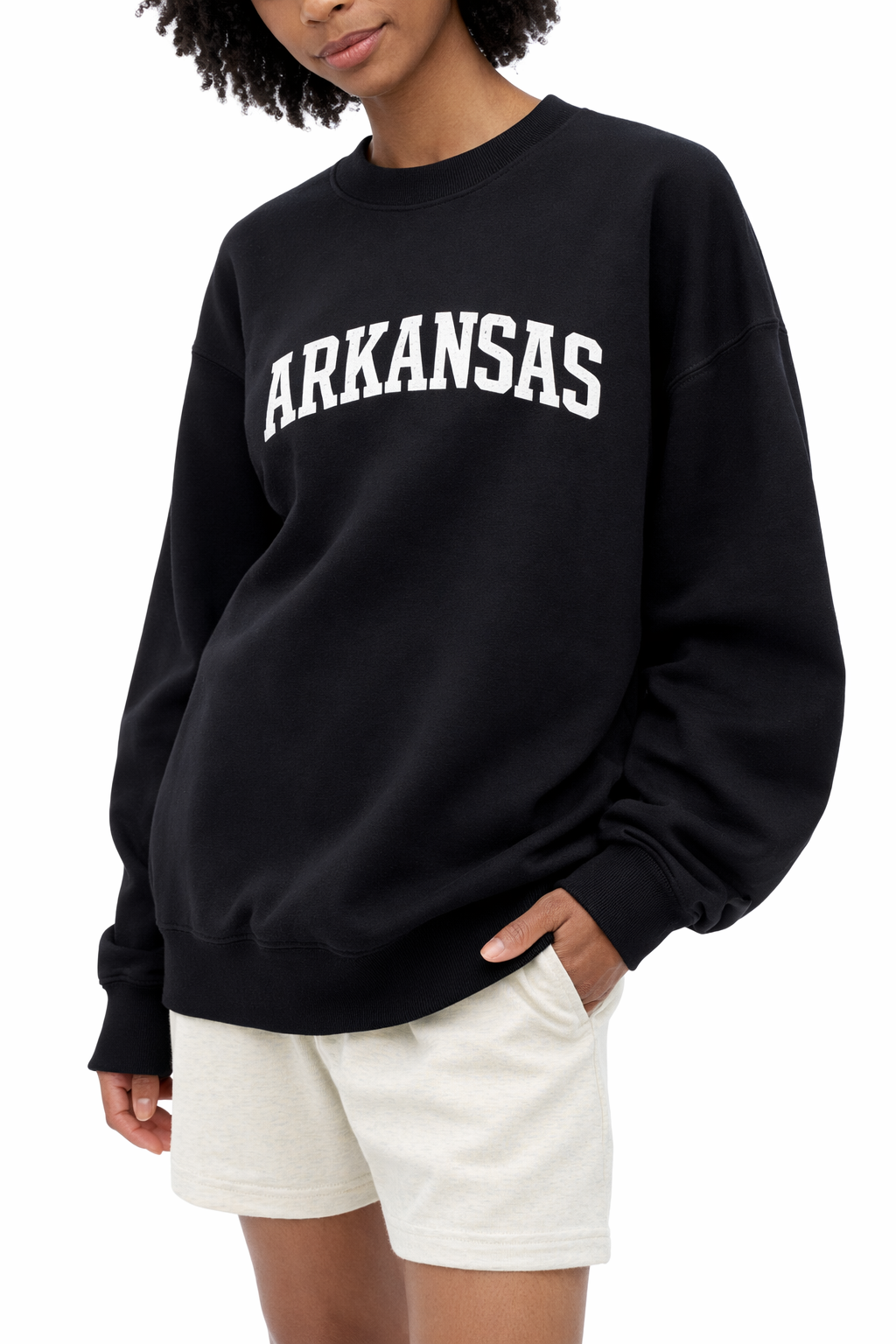 Arkansas Crewneck Sweatshirt in Black / White — lifestyle 2