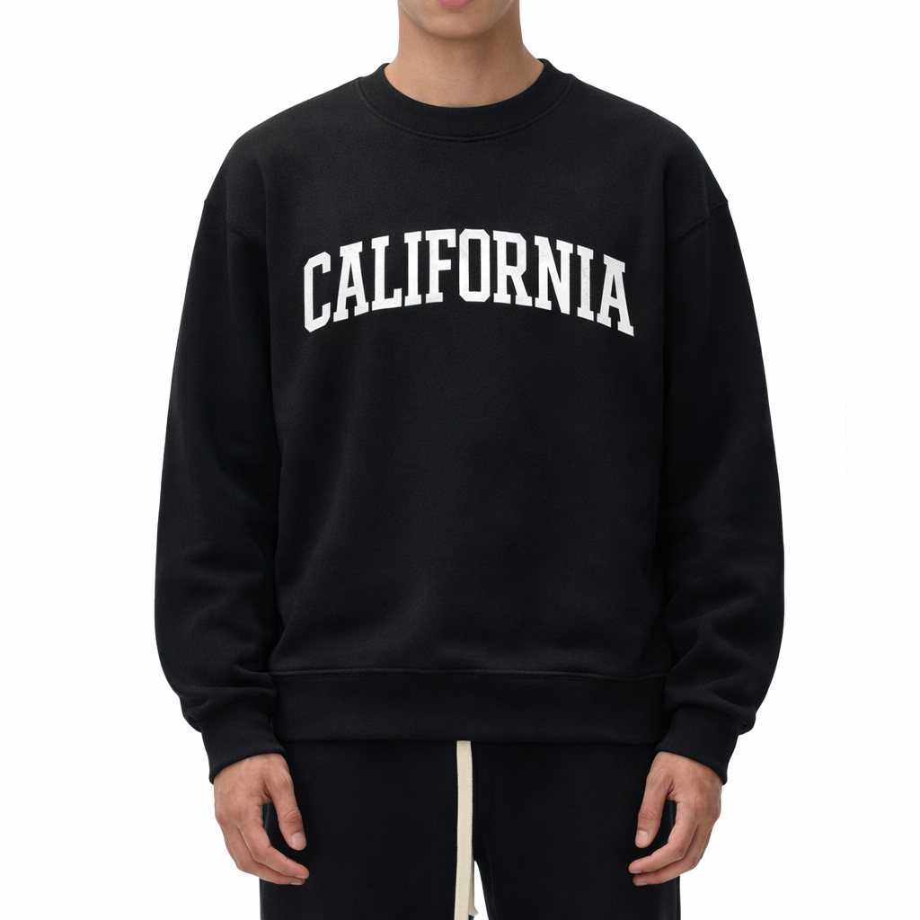 California Crewneck Sweatshirt in Black / White — lifestyle 1