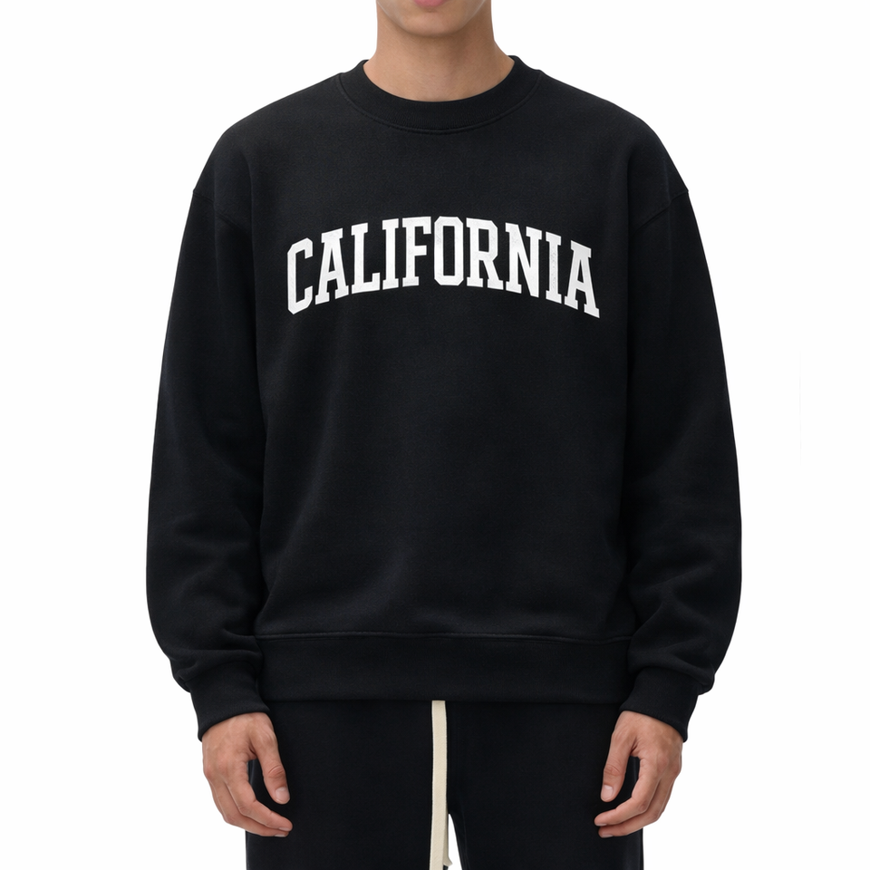 California Crewneck Sweatshirt in Black / White — lifestyle 1