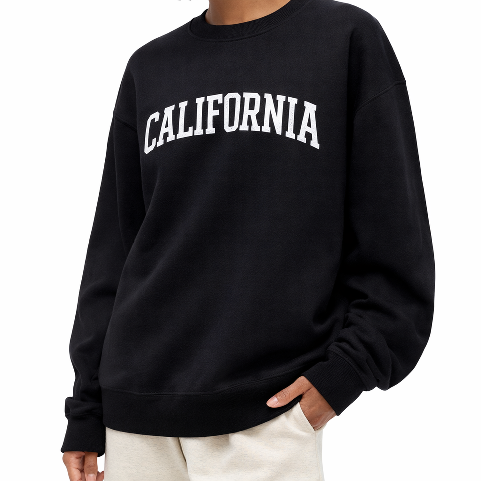 California Crewneck Sweatshirt in Black / White — lifestyle 2