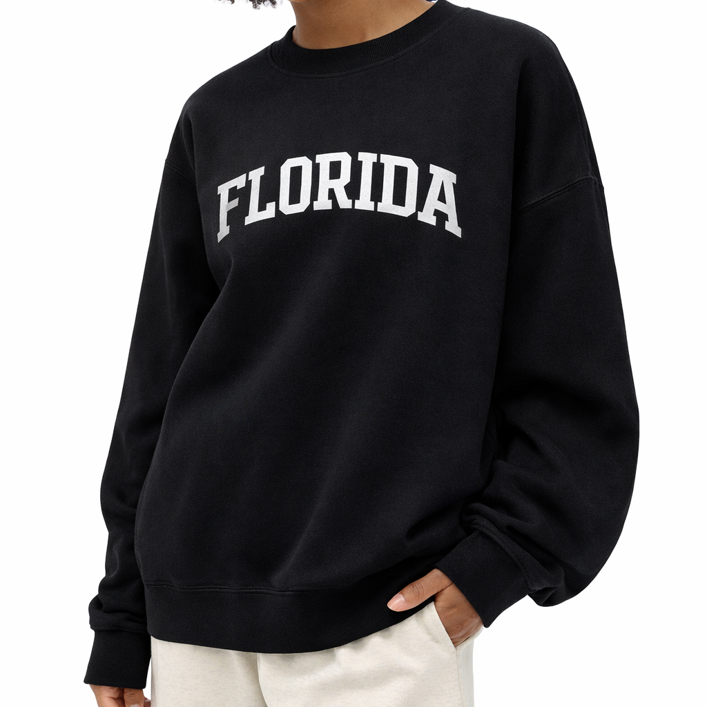 Florida Crewneck Sweatshirt in Black / White — lifestyle 2