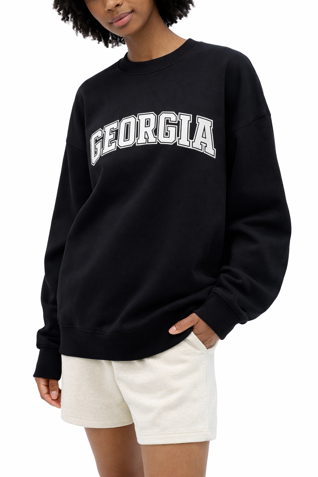 Georgia Crewneck Sweatshirt in Black / White — lifestyle 2