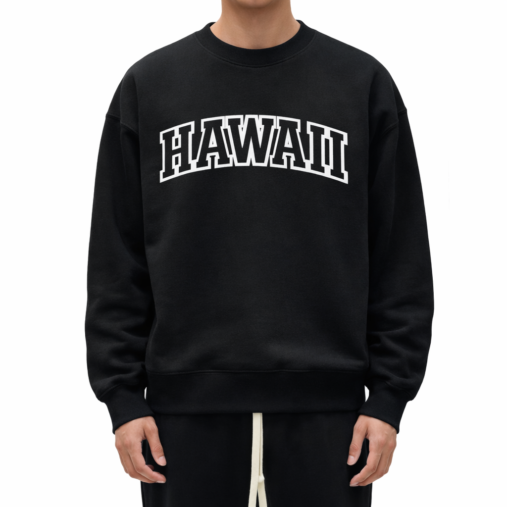 Hawaii Crewneck Sweatshirt in Black / White — lifestyle 1