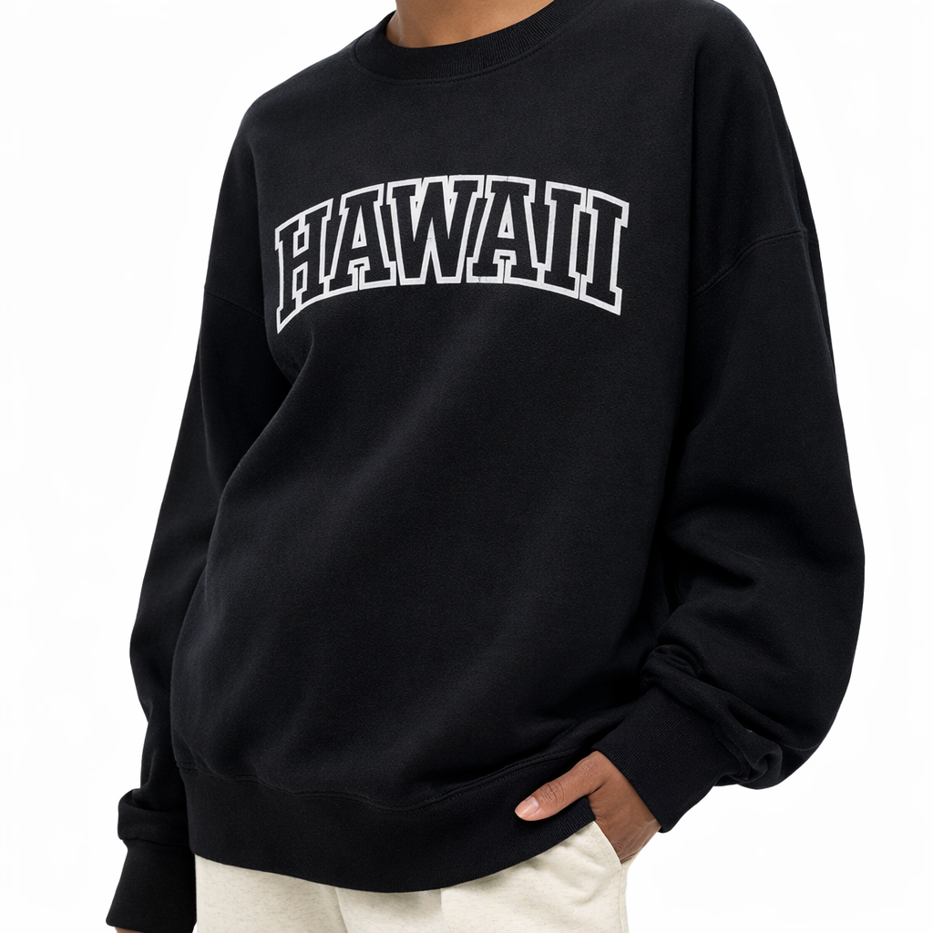 Hawaii Crewneck Sweatshirt in Black / White — lifestyle 2
