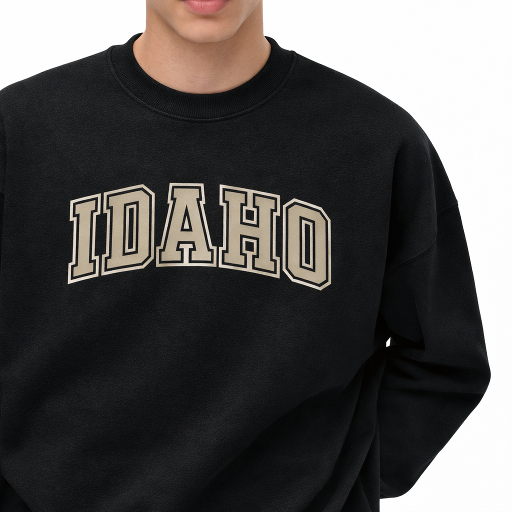 Idaho Crewneck Sweatshirt in Black / White — lifestyle 1