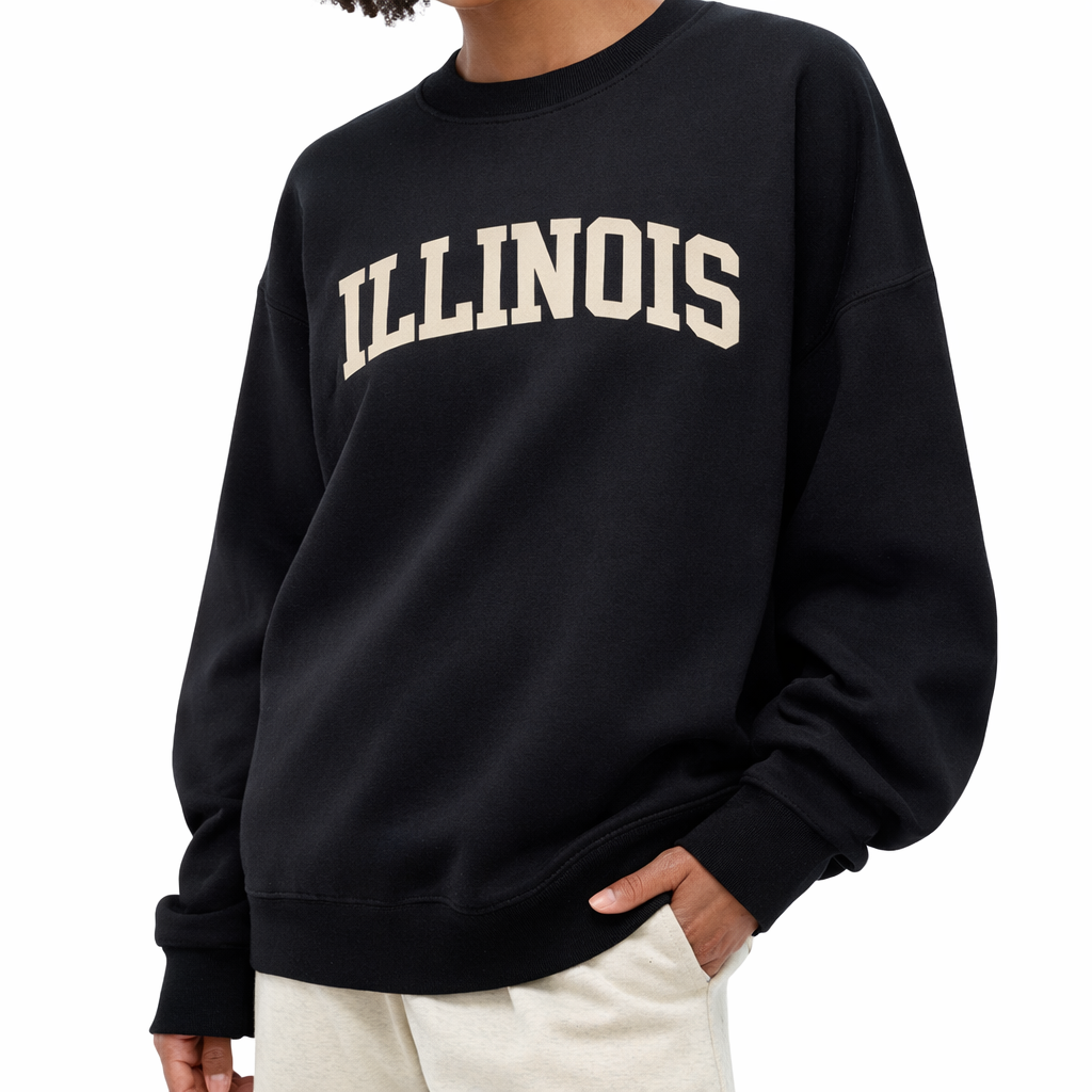 Illinois Crewneck Sweatshirt in Black / White — lifestyle 2