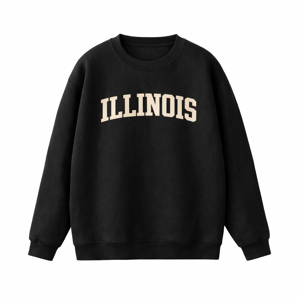 Illinois Crewneck Sweatshirt in Black / White