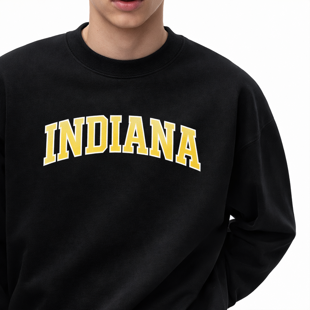Indiana Crewneck Sweatshirt in Black / Cream — lifestyle 1