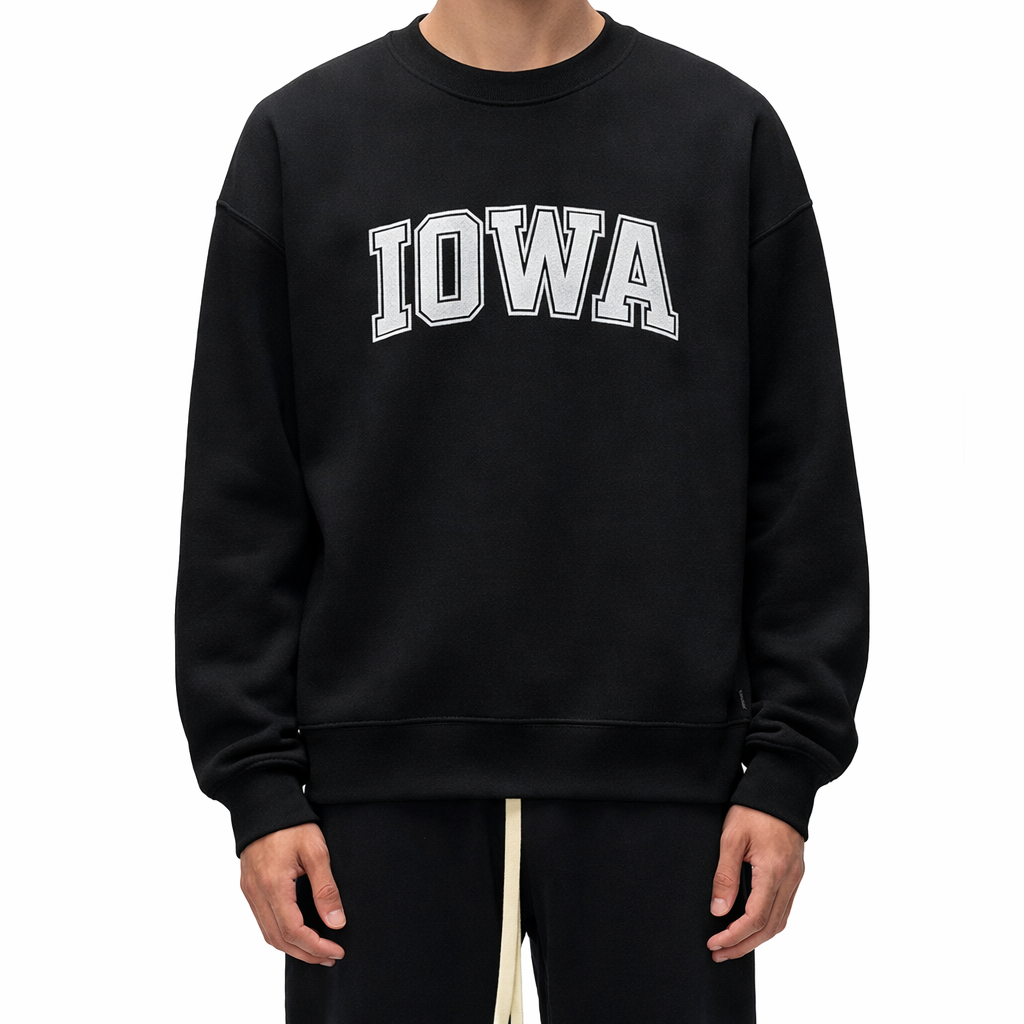 Iowa Crewneck Sweatshirt in Black / White — lifestyle 1