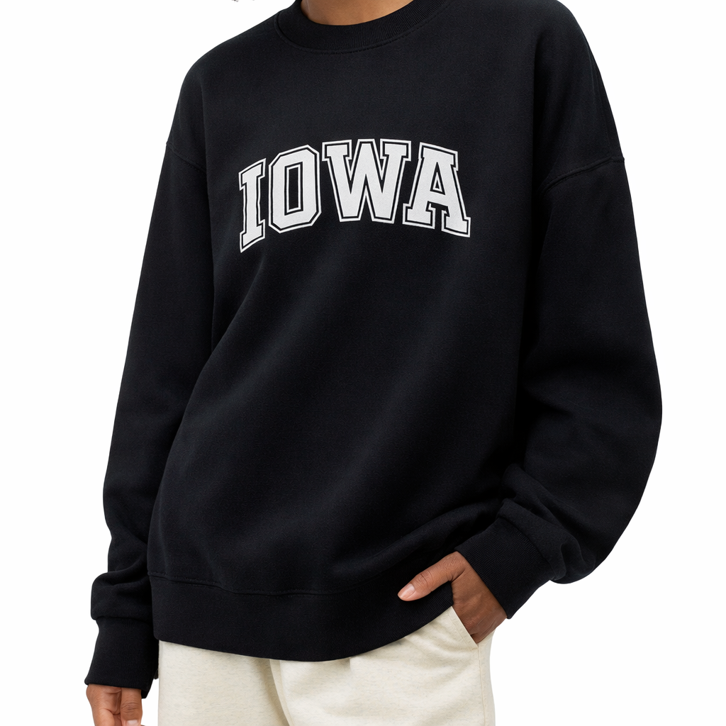 Iowa Crewneck Sweatshirt in Black / White — lifestyle 2