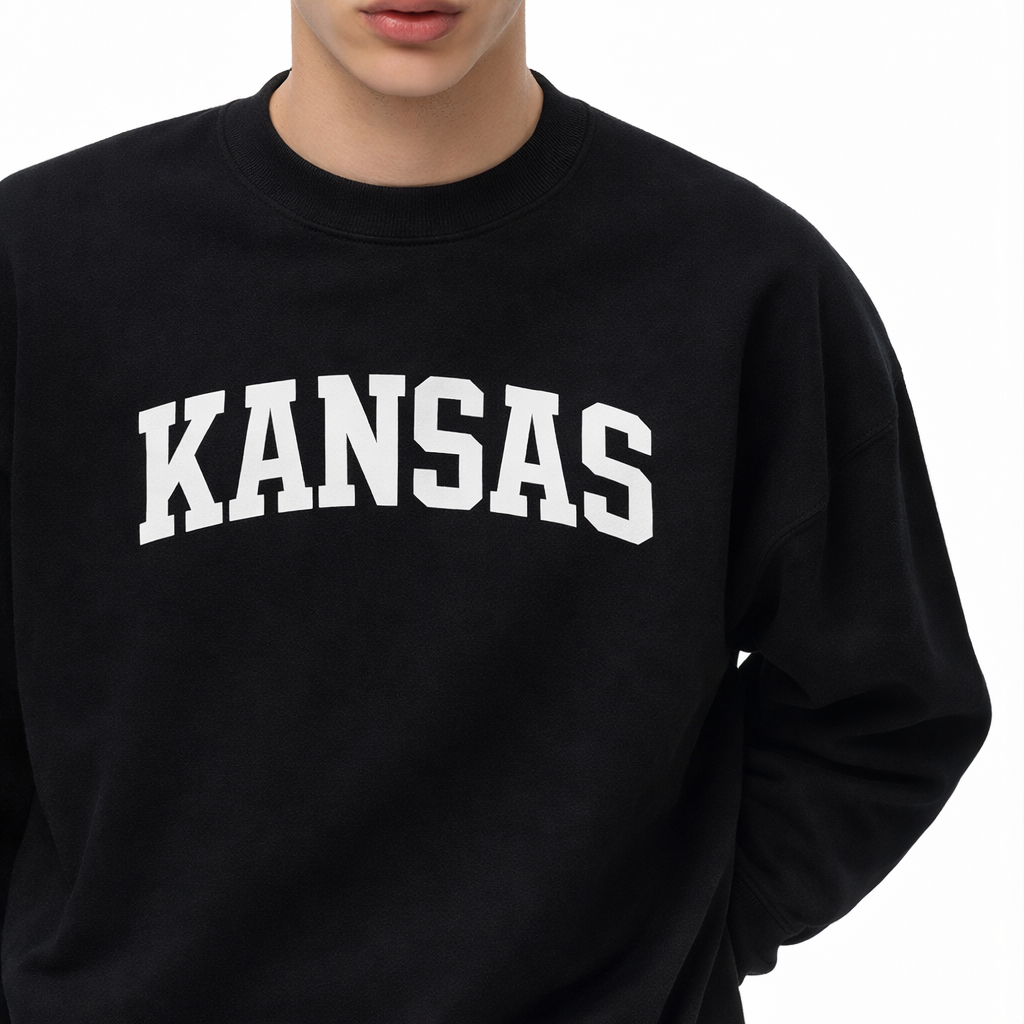 Kansas Crewneck Sweatshirt in Black / White — lifestyle 1