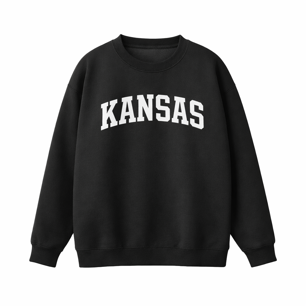 Kansas Crewneck Sweatshirt in Black / White