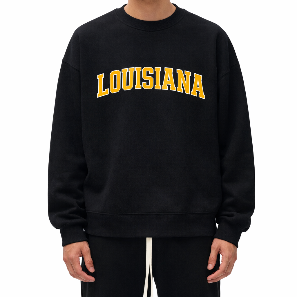 Louisiana Crewneck Sweatshirt in Black / Gold — lifestyle 1