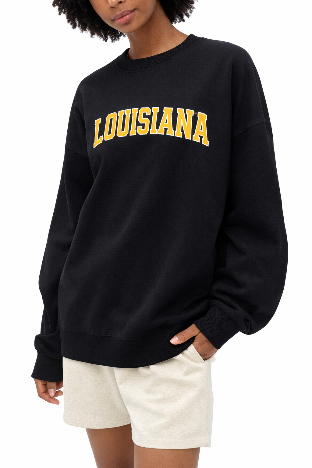 Louisiana Crewneck Sweatshirt in Black / Gold — lifestyle 2