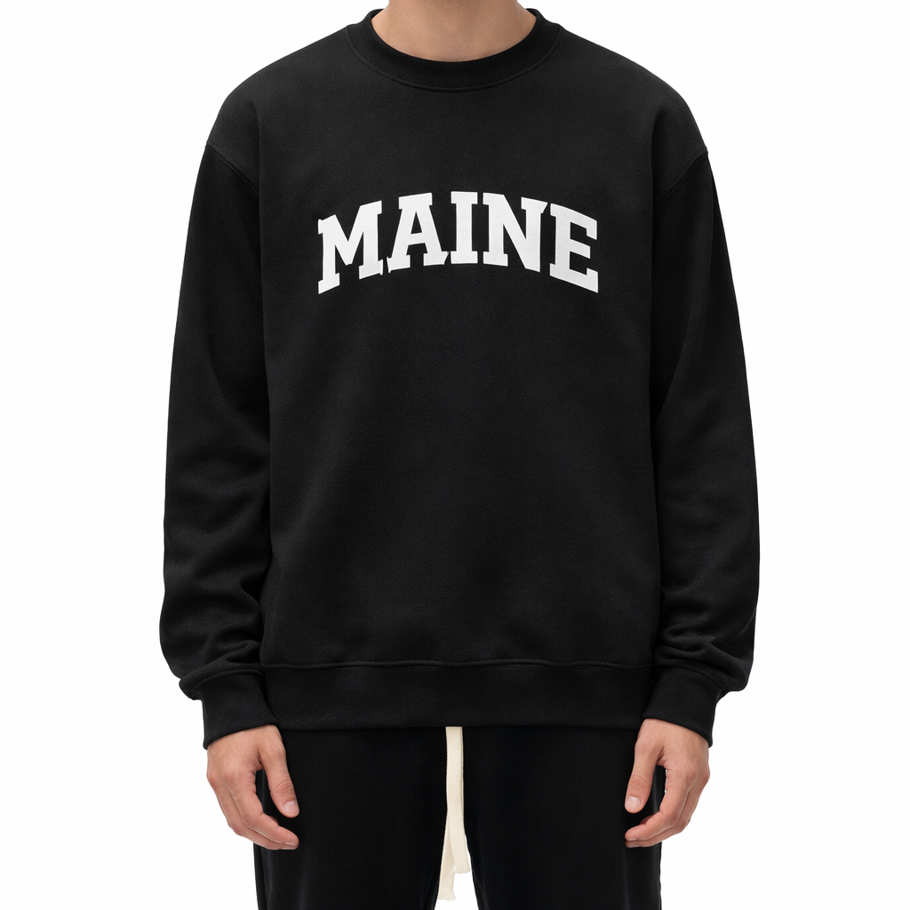 Maine Crewneck Sweatshirt in Black / White — lifestyle 1