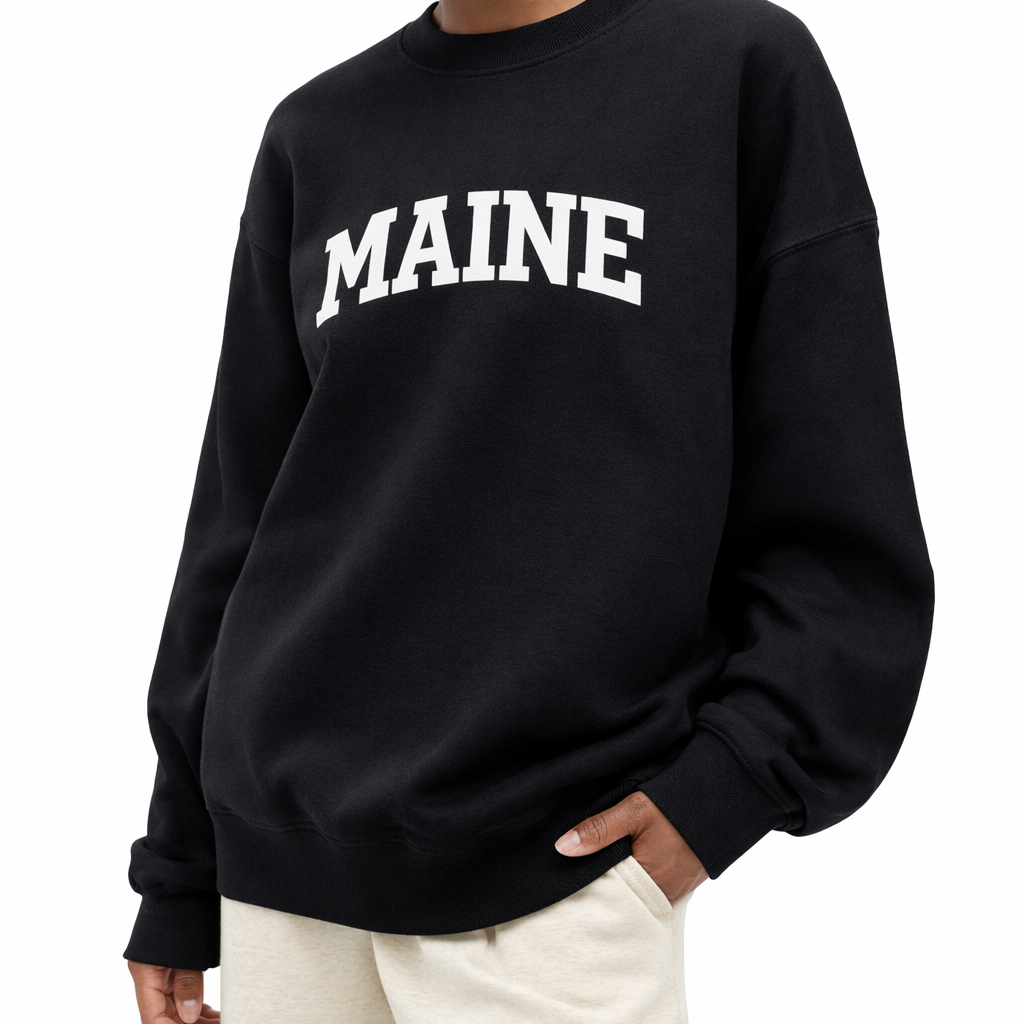 Maine Crewneck Sweatshirt in Black / White — lifestyle 2